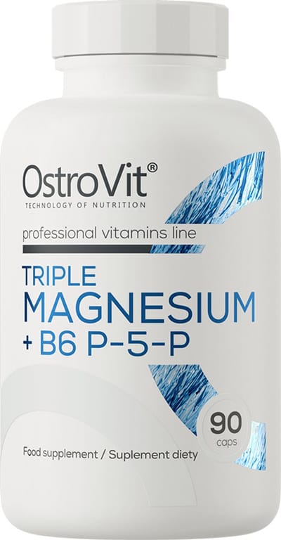 OstroVit Triple Magnesium + B6 P-5-P 90 Capsules – 3 Forms Magnesium – Energy & Muscle Support