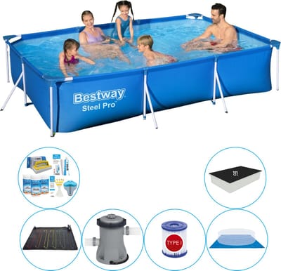 Zwembad Combinatie Set - Steel Pro Rechthoekig 300x201x66 cm