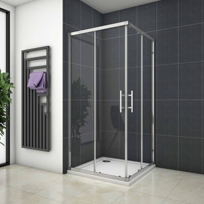 Rechthoekige hoekinstap douchecabine 110x90x195cm,dubbele schuifdeur,6mm nano veiligheidsglas easyclean