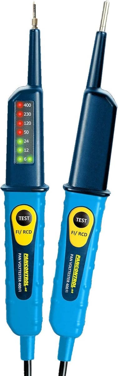 Spanningsmeter met LED-display 6-400V AC/DC en 30mA FI-test