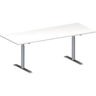 Schäfer Shop  Genius Vergadertafel MODENA FLEX, in hoogte verstelbaar, rechthoekige vorm, T-poot ronde buis, B 2000 x D 800 mm, wit