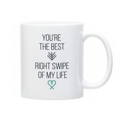 330ml Romantische Mok – “You’re The Best Right Swipe of My Life” – Lief Cadeau voor Stelletjes, Jubileum & Valentijnsdag