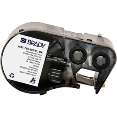 Brady M4C-750-595-YL-BK tape vinyl zwart op geel | 19,05 mm x 7,62 m (origineel)