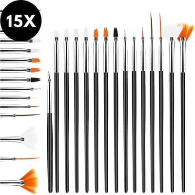 Bakkwasten - 15-delige set - Taart, cake en fondant taartborstelset - Taartkwasten - Bakkwastjes - Voor desserts, koekjes en taarten - Voor suikerlijm - Taartkwastjes - Penselen voor taartversiering
