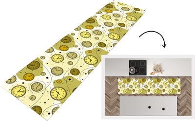 Keukenloper - Loper keuken - Retro - Klok - Patronen - Stippen - 200x50 cm - Keukenloper vinyl