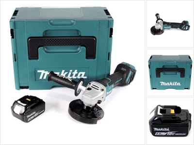 Makita DGA 517 G1J accu haakse slijper 18 V 125 mm borstelloos + 1x oplaadbare accu 6.0 Ah + Makpac - zonder lader