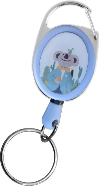 Fako Bijoux - Uittrekbare Sleutelhanger Met Koord - Rolspeld - Yoyo - Jojo - Skipashouder - Nylon - 36x56mm - Blauw - Koala