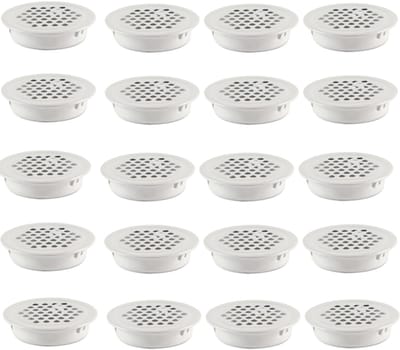 Ventilatierooster - 20 stuks - 35mm - Ronde luchtroosters - RVS - Ventilatiegaten - Voor badkamer, thuiskantoor, keuken - Wit