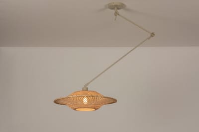 Lumidora Hanglamp 31229 - BAMBOO - E27 - Bruin - Beige - Naturel - Zand - Metaal - ⌀ 50 cm