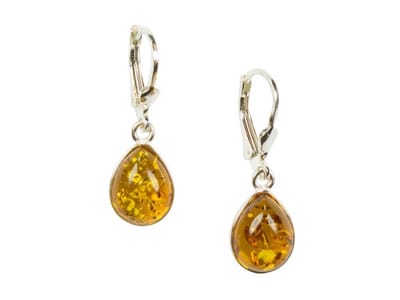 Zilveren oorbellen met sluiting Amber / Barnsteen 925 zilver