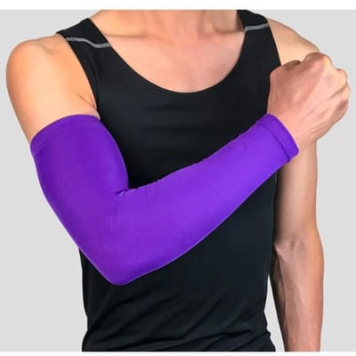 1 Stuks Ademende Sneldrogende UV-Bescherming Hardloop Armmouwen Basketbal Elleboogbeschermer Fitness Sport Fietsen Armwarmers Armmouw M