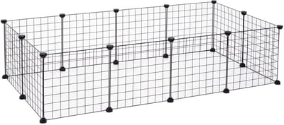 Merax Flexibele Dierenren voor Kleine Huisdieren – Metaal – Zwart – 106x73x36 cm – Uitloopren voor Konijnen en Cavia’s