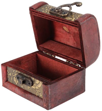 Dailygoods- Schatkist Decoratief - Opbergdoos Klein - Houten Doos - Vintage Stijl - Geschikt voor Sieraden - 6,8 x 4,3 x 5,2 cm