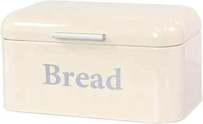Broodtrommel Metaal - Keuken Opslag - Brood Vers Houden - Landelijke Stijl - 34 cm Lengte - Wit