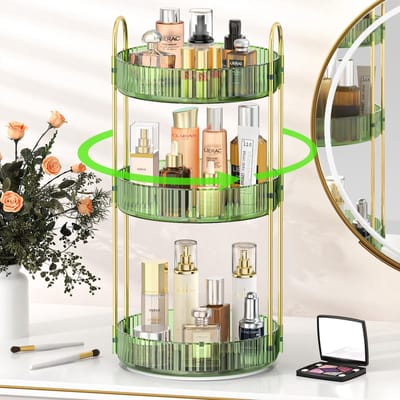Unyqoos ® Stijlvolle 360° Draaibare Make-up Organizer voor Badkamer en Slaapkamer - Grote Capaciteit en Gemakkelijk Monteerbaar
