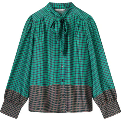 Summum Woman Blouse Border Print Peacock Size: 34 | Button-Down Shirts Outlet | Dames | Groen