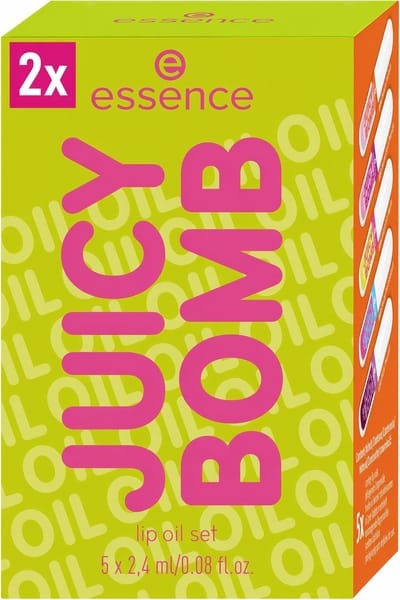 2 x essence Juicy Bomb Lip Oil Set 02 Pout of Paradise – Set van 5 Lip Oils – Tropische Geur – Glanzende & Verzorgde Lippen – 5 × 2.2 ml