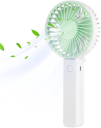 1-pack - Handventilator - Draagbare ventilator voor binnen/buiten - Kleine persoonlijke ventilator - Oplaadbare miniventilator - Stille ventilator - Drie windsnelheden - USB-oplaadbaar - 20*9 cm - Groen