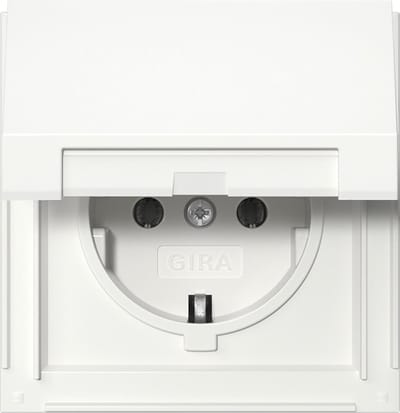 GIRA TX44 waterdicht 1V Wandcontactdoos met randaarde klapdeksel Zuiver wit 445466