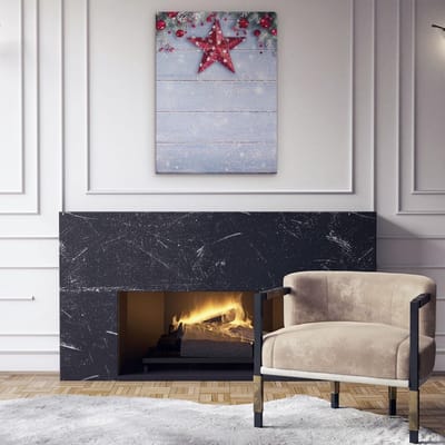 Artaza Canvas Schilderij Kerstster - 60x80 cm - Wanddecoratie Kerst - Muurdecoratie Winter - Decoratie Sneeuw
