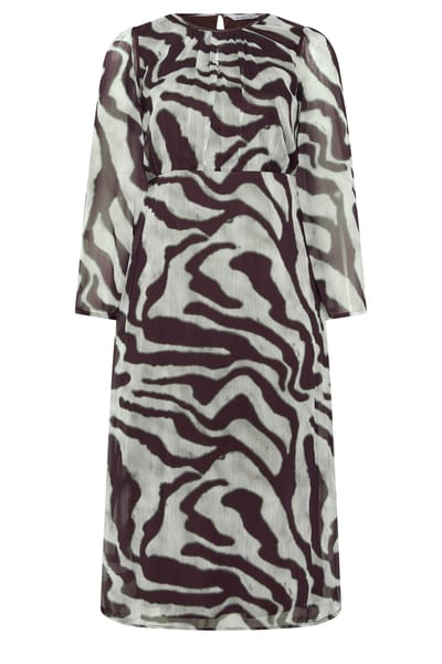 Yours London Grijze Jurk Met Zebraprint En Sleutelgat Size 38