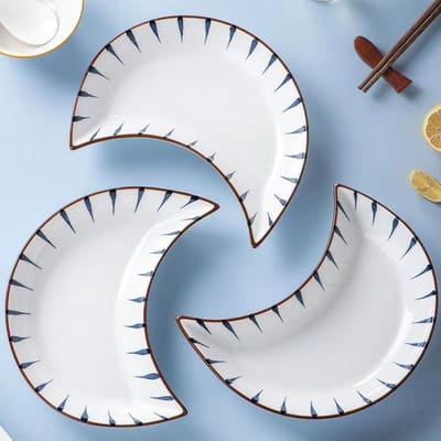 Japans Keramisch Servies Combinatie Maan Schaal Huishoudelijke Bijeenkomst Dinerbord Dienblad Zwaaiende Fruitschaal Servies Set gray