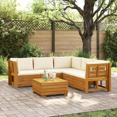 vidaXL - 6 - st - Buiten - bank - set - Massief - Acacia - Hout - Bruin