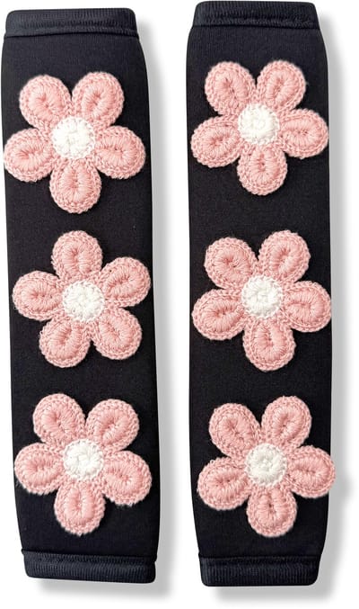Gordelbeschermer Madeliefjes Roze - Set van 2 Gordelhoezen - Gordelkussen - Kasey Products