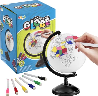 Wereldbol Kinderen Educatief - Inkleuren - Educatief Speelgoed - 6 Kleuren Uitwisbare Markers - Personaliseer je Eigen Wereldbol - Creatief Speelgoed voor Kinderen - Wereldbol Decoratie - Joya Creative