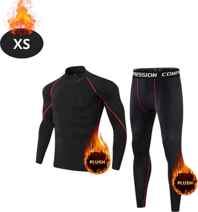 Bovista Thermokleding Heren - Thermobroek - Thermoset - Thermolegging - Winter - Thermoshirt - Zwart+Rood - XS