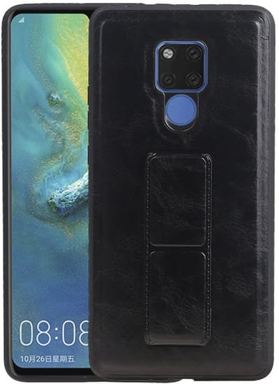 Grip Stand Hardcase Backcover - Telefoonhoesje - Achterkant Hoesje - Geschikt voor Huawei Mate 20 X - Zwart