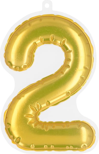 Boland - Sticker Folieballon '2' goud Goud - Black & Gold - Black & Gold - Verjaardag - Jubileum - Raamsticker - NYE