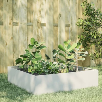 vidaXL - Plantenbak - verhoogd - 100x100x41 - cm - staal - wit