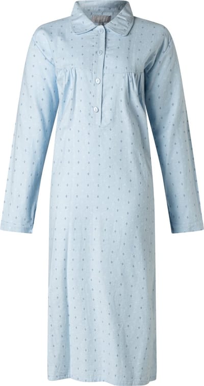 Lunatex - dames nachthemd flanel 643511 - 100% katoen - blauw - maat XL