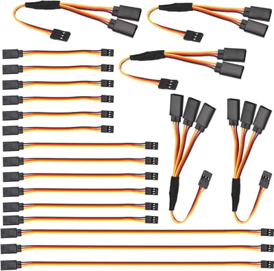 20 Stuks Servo Extension Cables 10cm/15cm/30cm, 3 Pin Male naar Female, Geschikt voor RC Voertuigen, Vliegtuigen en Drones
