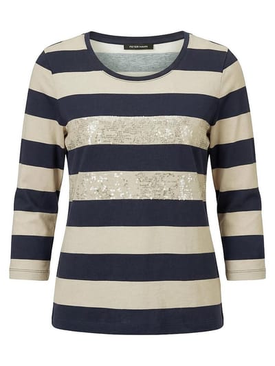 Shirt ronde hals Van Peter Hahn blauw