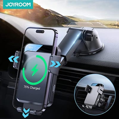 15W Qi snel opladen telefoonhouder Mount automatisch klemmen uitlijning voorruit dashboard autolader voor iPhone Samsung Dashboard gray