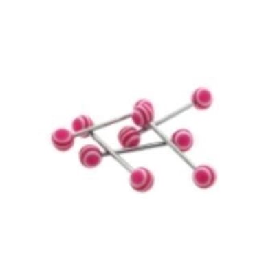 Aramat Jewels | Tongpiercings | Kleurrijke Gestreepte Tongpiercing van Staal | Wit-Rood | |6mm | Staal | Volwassenen | Verkleurd niet