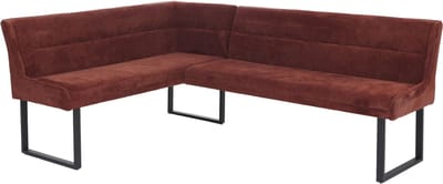 Hoekbank MCW-O81, eetkamerbank, Oeko-Tex (310 g/m²) chenille stof/textiel met metaal, 159 x 210 cm ~ rood