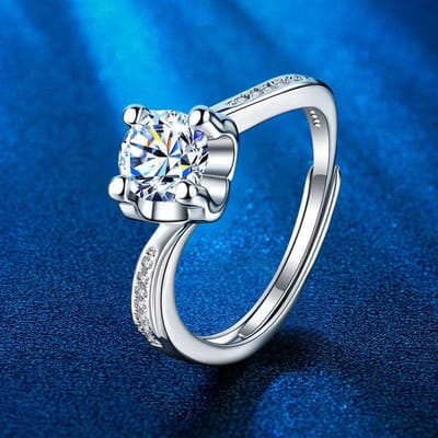 Nieuwe Mosang Diamant Osshoofd Ring Ontworpen Door Vrouwelijke Minderheid Gevoel Twist Armring Koreaanse Versie Koppel Trouwring blue