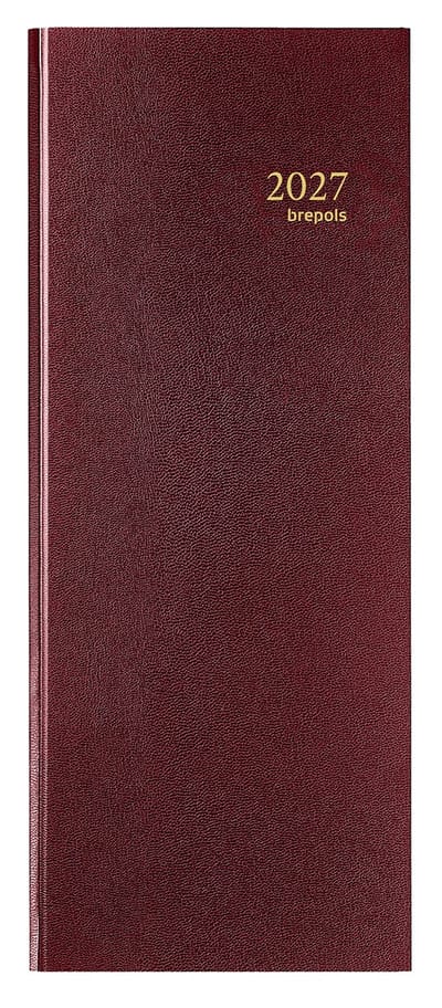 Brepols bureau agenda 2027 - SATURNUS LANG [0.111] - LIMA - Bureau agenda - 1 dag op 1 pagina - Dagoverzicht - Bordeaux - 13 x 33 cm