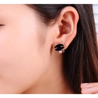 Mode 1 paar Vintage Black Smile Cat Hoogwaardige fijne stud Bohemian oorbellen voor vrouwen goud