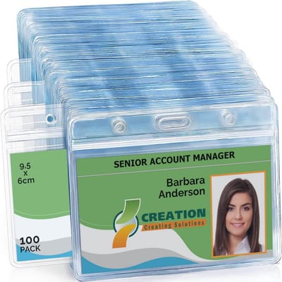 100x Transparante Kaarthouders Beschermhoezen ID Pasjes PVC Klemstrook formaat 105x75 mm