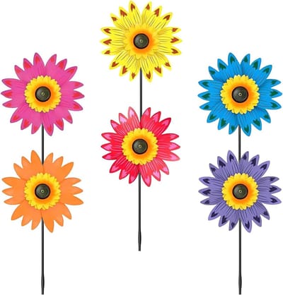 Zonnebloem Windspinner - Tuinmolen Decoratie - Buitenruimte Verfraaien - Weerbestendig Ontwerp - 1 stuk - Geel