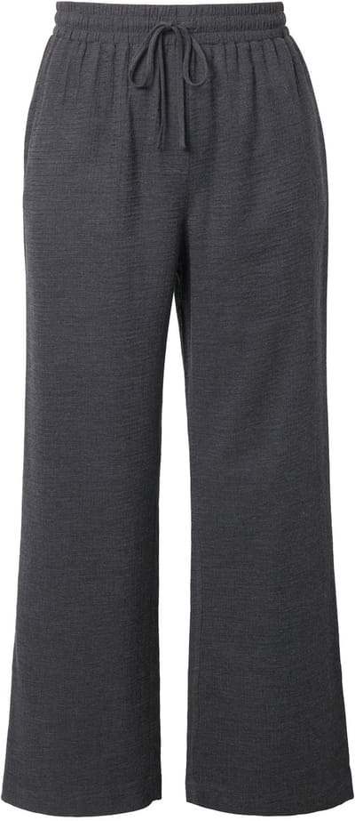 Studio Untold - Dames - Broek wijde pijpen hoge taille fijne structuur - Grijs melange - Maat 42+