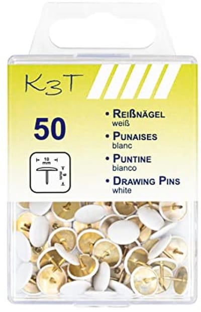 Punaises 10 mm - 50 stuks in Wit, Perfect voor Kantoor en Creatieve Projecten