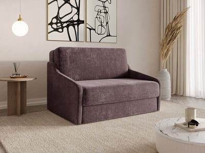 FLY 120 - Slaapbank - Compact en Multifunctioneel - 135 x 115 x 90 cm - Eenvoudig Uitklapbaar & Decoratieve Stiksels - Pruim (VIBE 69)