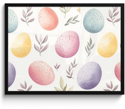 Poster in lijst - Fotolijst 70x50 cm - Posters - Eieren - Kleurrijk - Patroon - Posterlijst zwart - Decoratie - Wanddecoratie woonkamer - Muurdecoratie slaapkamer