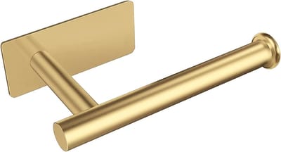 Dailygoods- Toiletrolhouder zonder boren - Roestvrijstalen toiletpapierhouder - Gouden toiletrolhouder - Robuuste bevestiging - Hoog draagvermogen - Glad oppervlak