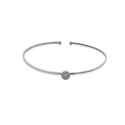New Bling - 9NB-1554 - zilveren bangle armband met kleine zirkonia steen - 925 sterling silver - rhodium plated